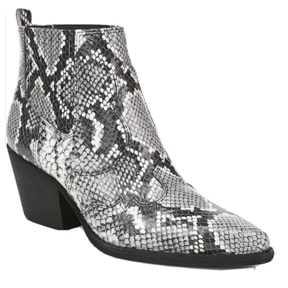 SAM EDELMAN Winona Leather Booties Boots Black & White Snakeskin Women’s Size 9